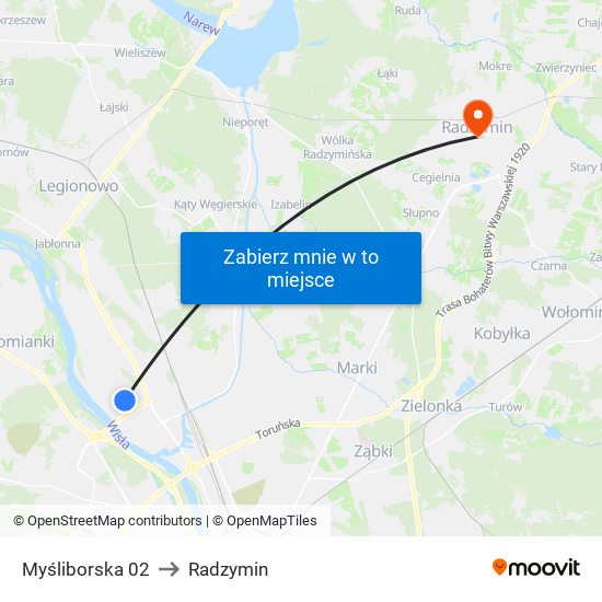 Myśliborska 02 to Radzymin map