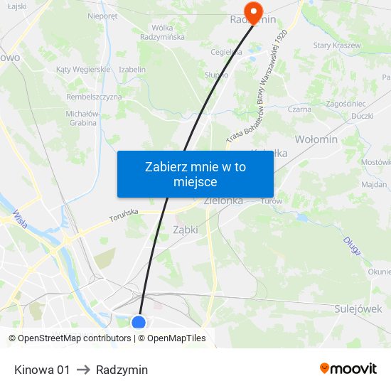 Kinowa 01 to Radzymin map