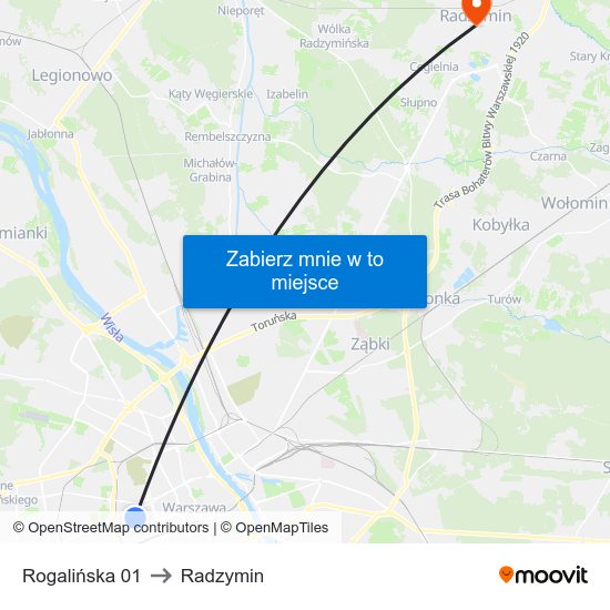 Rogalińska 01 to Radzymin map