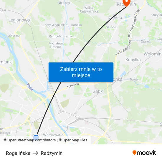 Rogalińska to Radzymin map