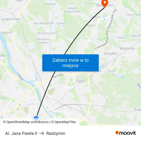 Al. Jana Pawła II to Radzymin map