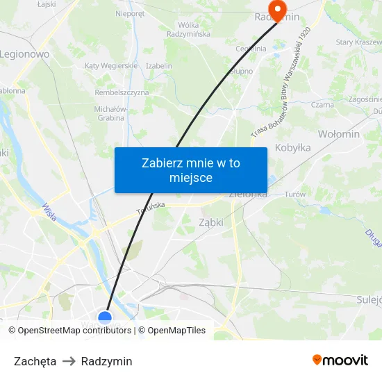 Zachęta to Radzymin map