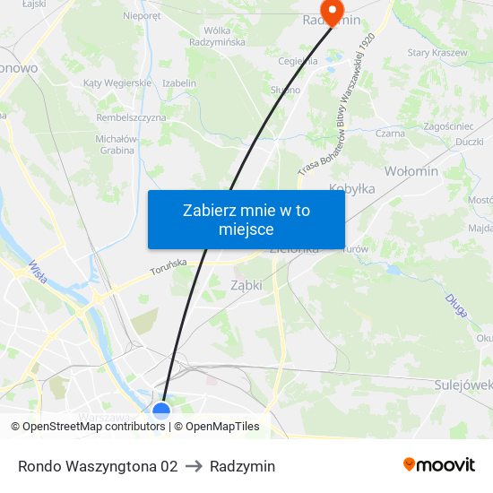 Rondo Waszyngtona 02 to Radzymin map