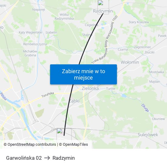 Garwolińska 02 to Radzymin map