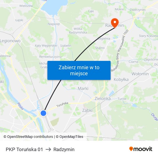 PKP Toruńska 01 to Radzymin map