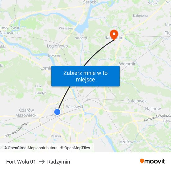 Fort Wola 01 to Radzymin map