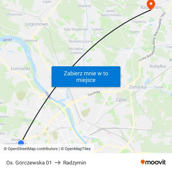 Os. Górczewska to Radzymin map