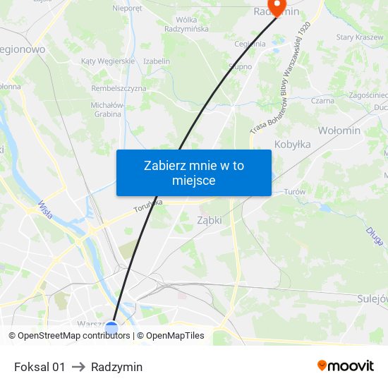 Foksal 01 to Radzymin map