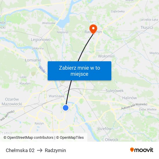 Chełmska 02 to Radzymin map