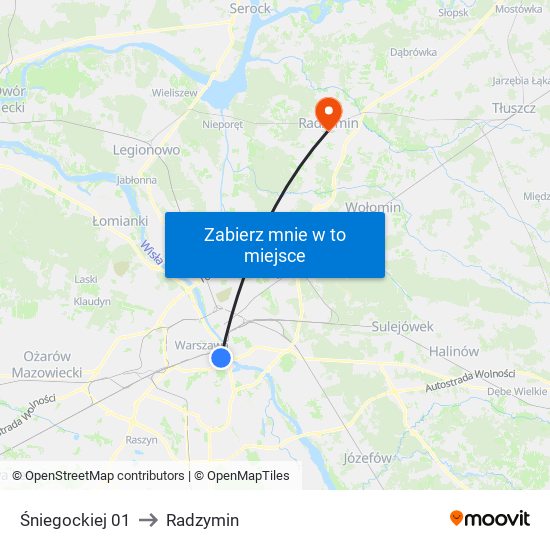 Śniegockiej 01 to Radzymin map