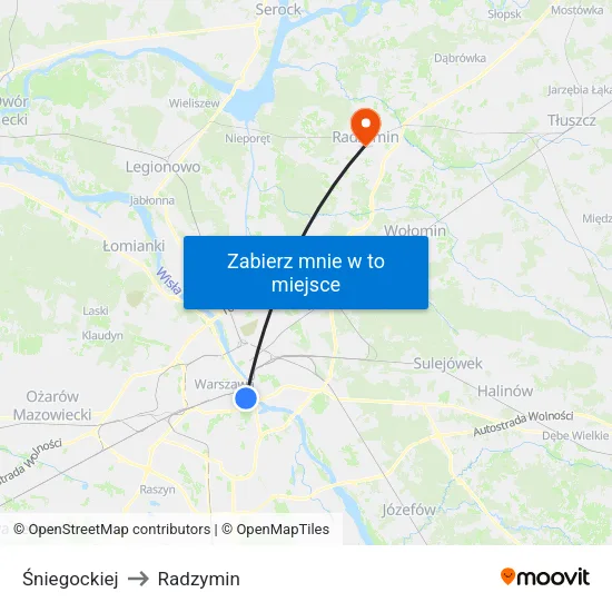 Śniegockiej to Radzymin map