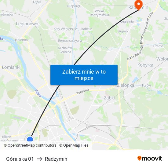 Góralska 01 to Radzymin map