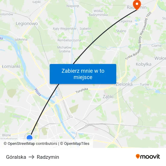 Góralska to Radzymin map