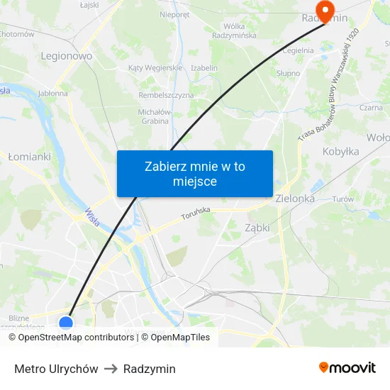 Metro Ulrychów to Radzymin map