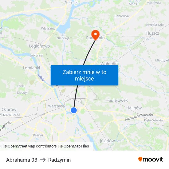 Abrahama 03 to Radzymin map