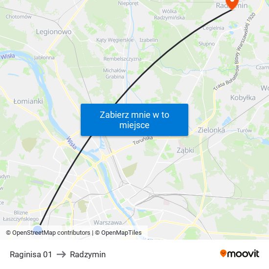 Raginisa 01 to Radzymin map