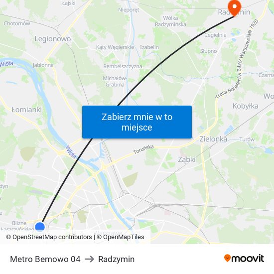 Metro Bemowo 04 to Radzymin map