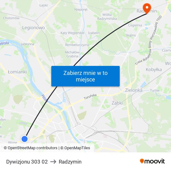 Dywizjonu 303 02 to Radzymin map