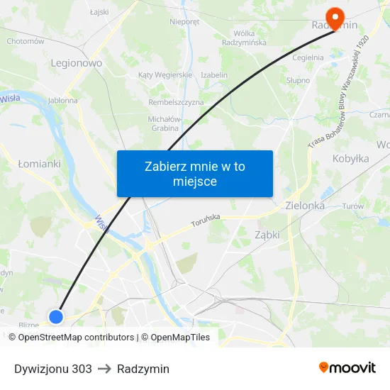 Dywizjonu 303 to Radzymin map
