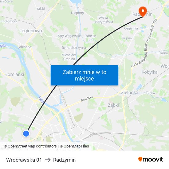 Wrocławska 01 to Radzymin map