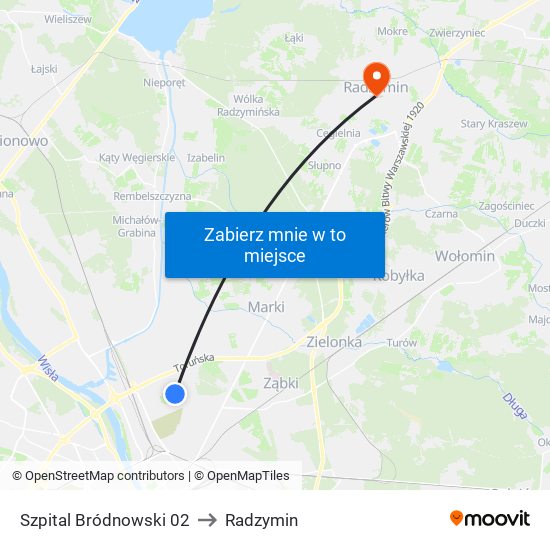 Szpital Bródnowski 02 to Radzymin map