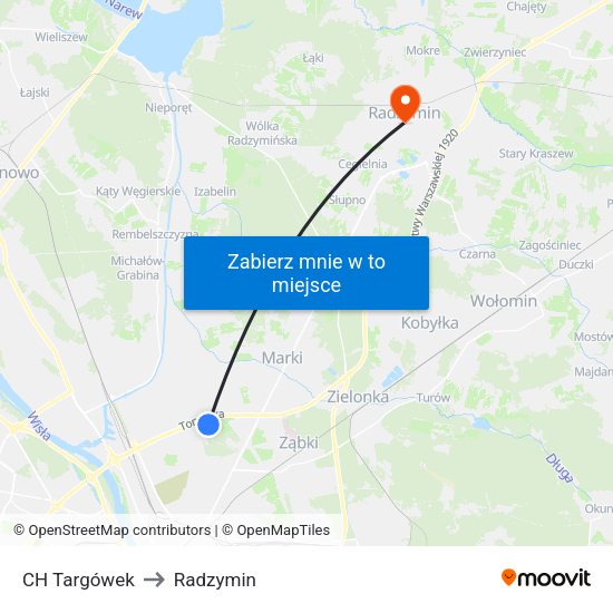 CH Targówek to Radzymin map