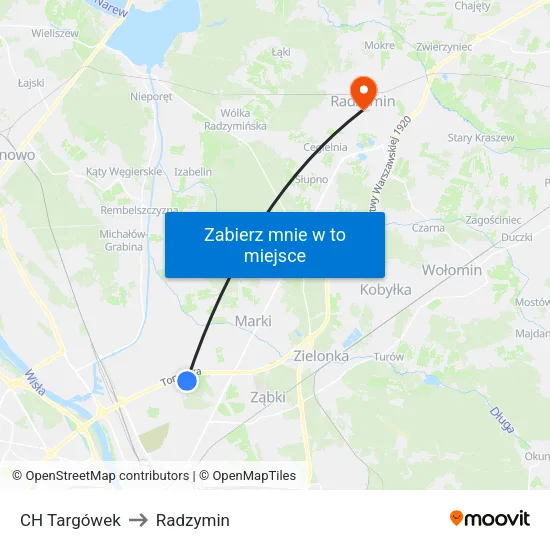 CH Targówek to Radzymin map
