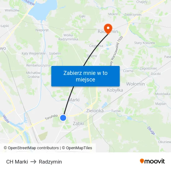 CH Marki to Radzymin map