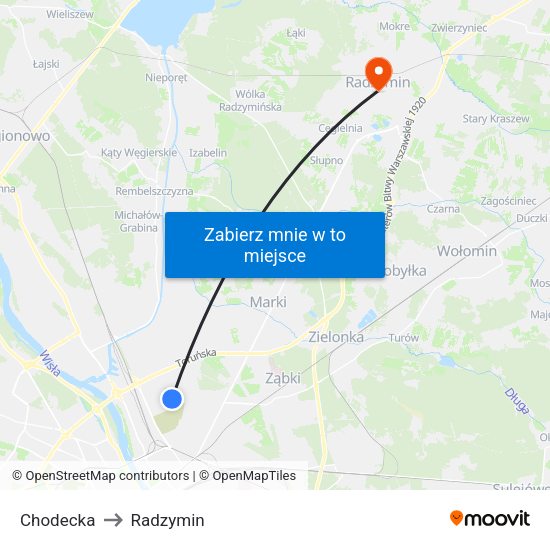 Chodecka to Radzymin map