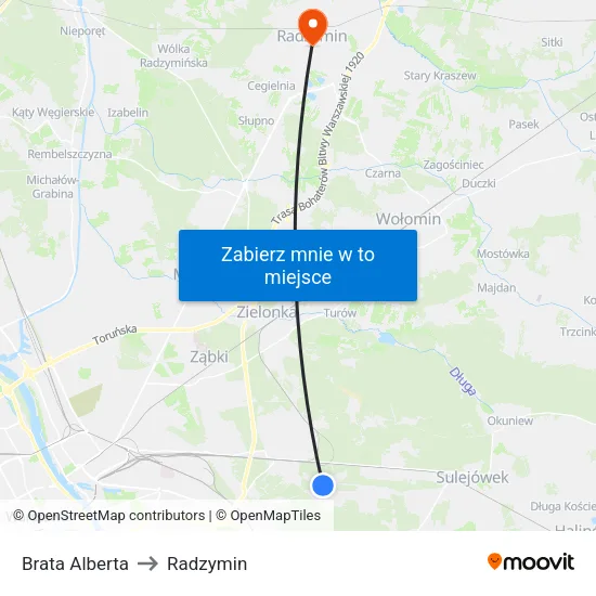 Brata Alberta to Radzymin map