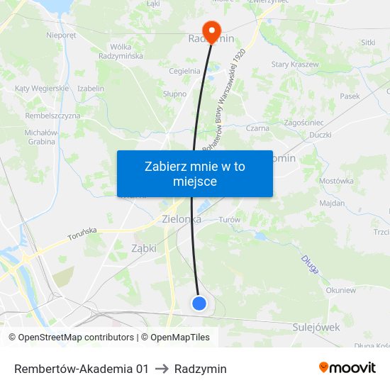 Rembertów-Akademia to Radzymin map