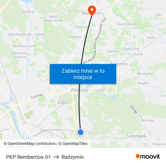 PKP Rembertów 01 to Radzymin map