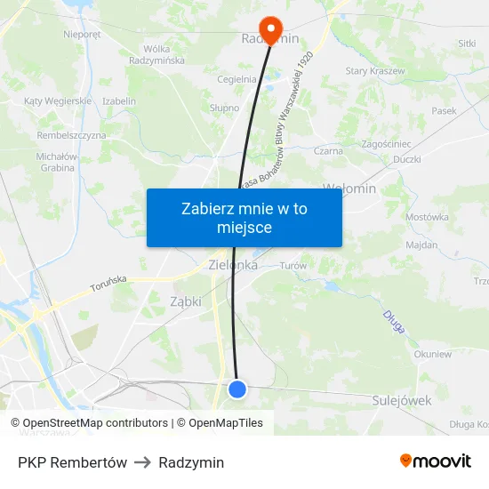 PKP Rembertów to Radzymin map