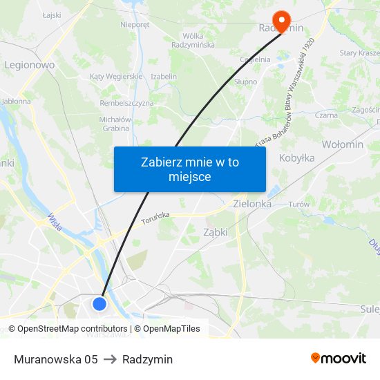 Muranowska 05 to Radzymin map