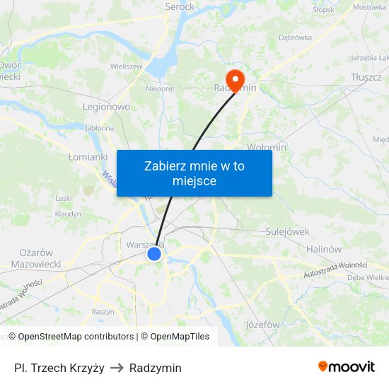 Pl. Trzech Krzyży to Radzymin map