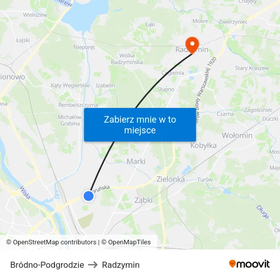 Bródno - Podgrodzie to Radzymin map