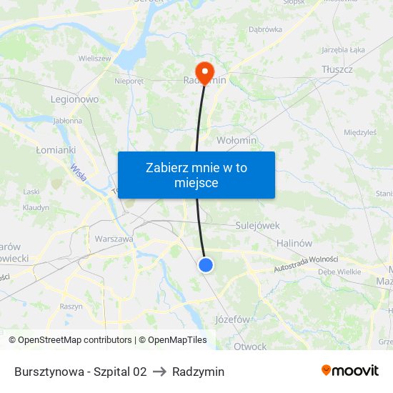 Bursztynowa - Szpital 02 to Radzymin map