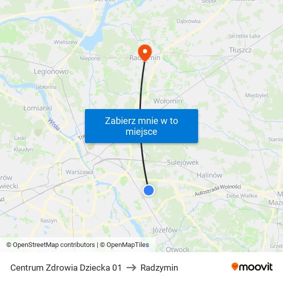 Centrum Zdrowia Dziecka 01 to Radzymin map