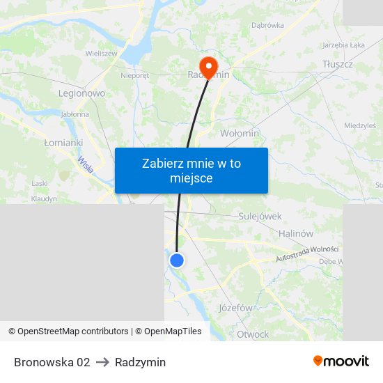 Bronowska 02 to Radzymin map