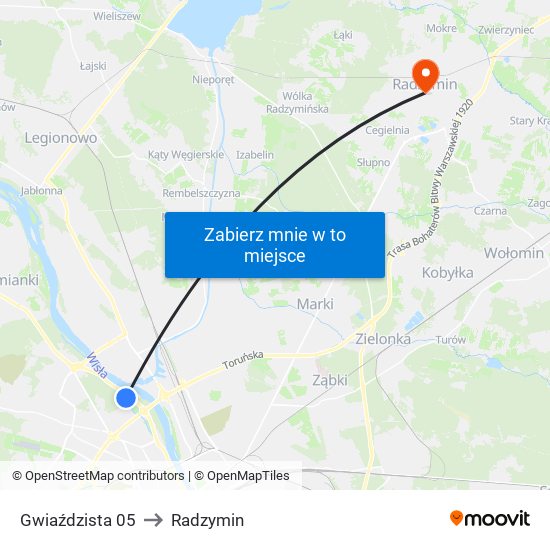 Gwiaździsta 05 to Radzymin map