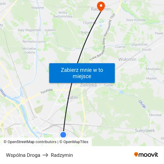 Wspólna Droga to Radzymin map