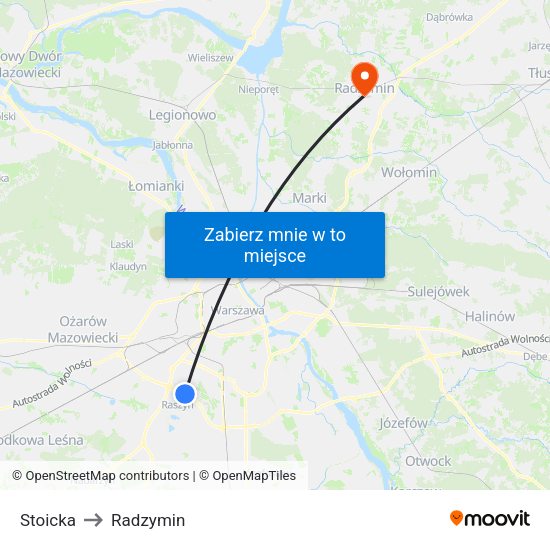 Stoicka to Radzymin map