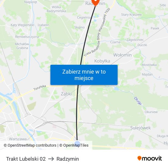 Trakt Lubelski to Radzymin map