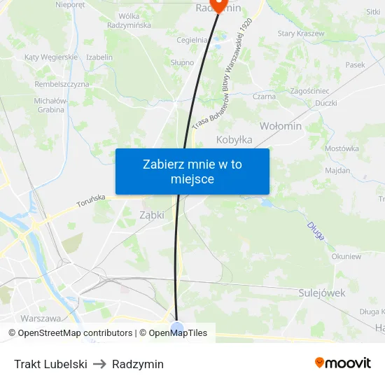 Trakt Lubelski to Radzymin map