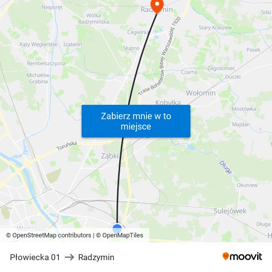 Płowiecka 01 to Radzymin map