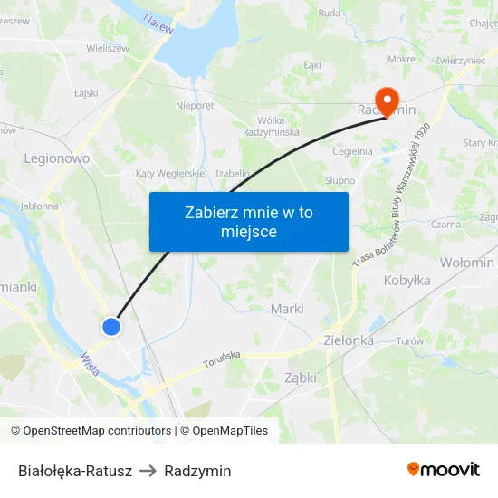 Białołęka - Ratusz to Radzymin map