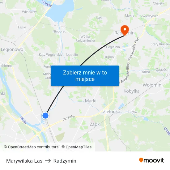 Marywilska - Las to Radzymin map