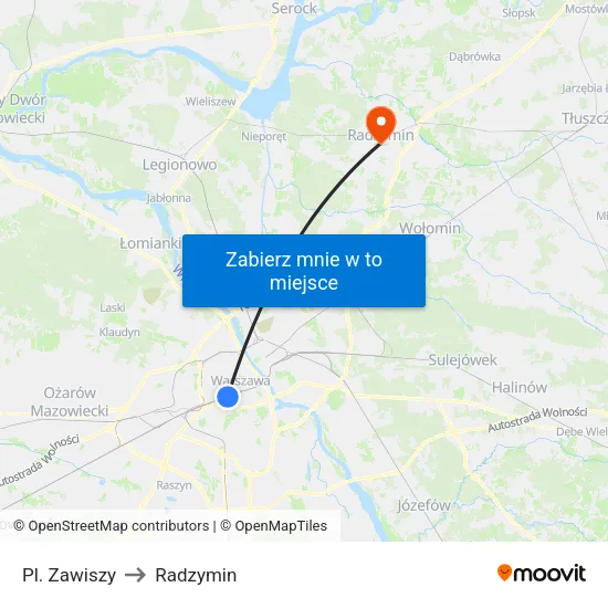 Pl. Zawiszy to Radzymin map