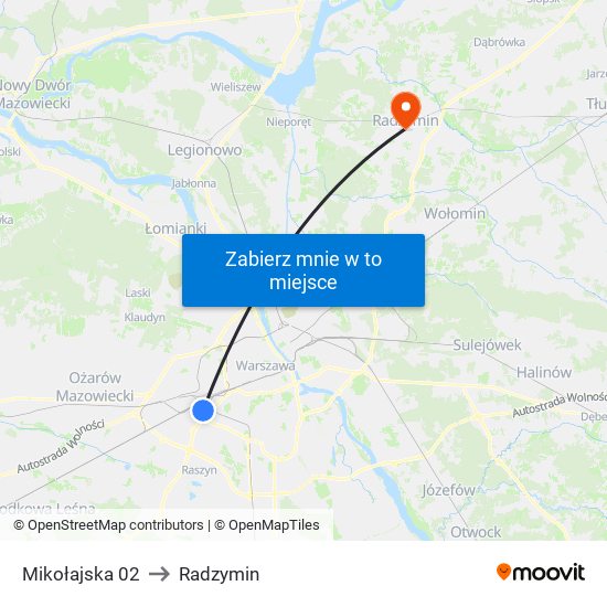 Mikołajska 02 to Radzymin map