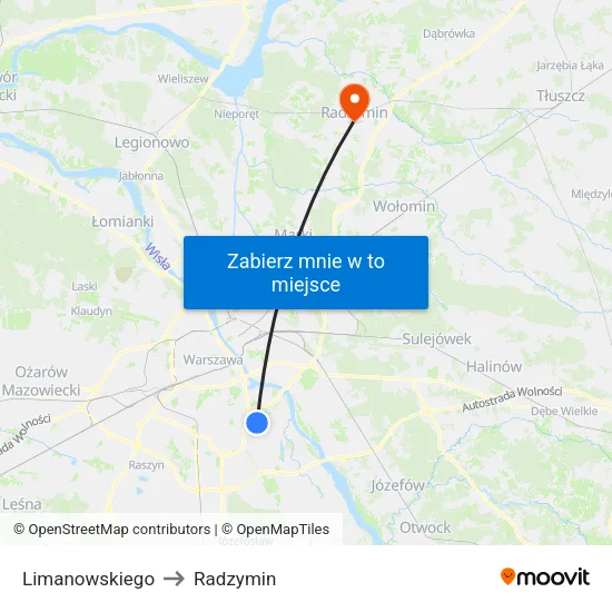 Limanowskiego to Radzymin map